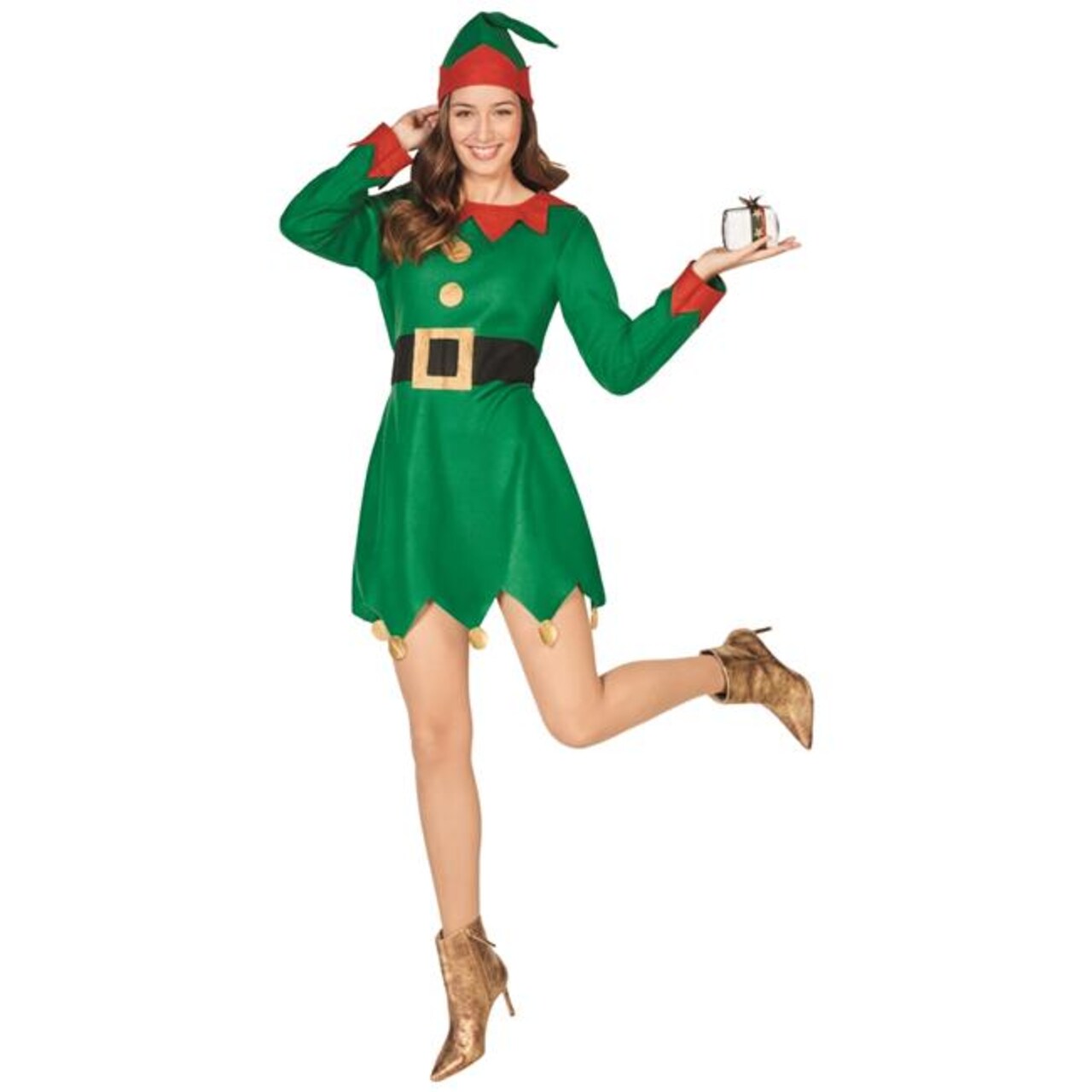 Northlight 34337589 Elf Costume for Womens, Red &#x26; Green - Extra Large - 2 Piece